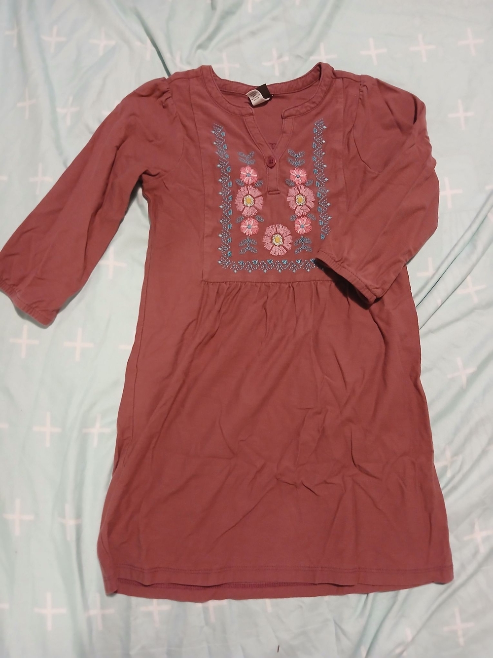 Girls' Mauve Floral Embroidered Dress